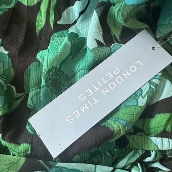 NWT London Times Petite Floral Puff-Sleeve Belted Midi Dress  Size 10P MSRP $99 - Picture 8 of 9